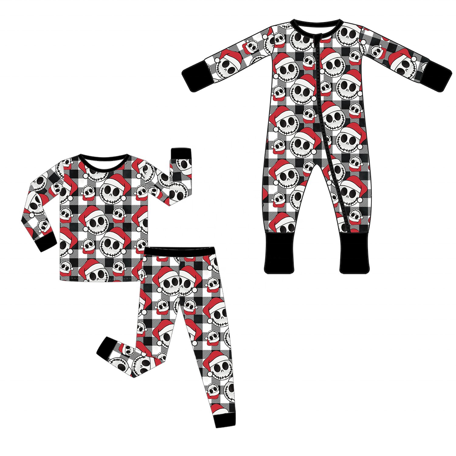 Wholesale Infant Toddler Christmas Clothes Long Sleeve Pajamas Zipper Sleep Jumpsuit Baby Onesie Rompers Print Bamboo Cotton