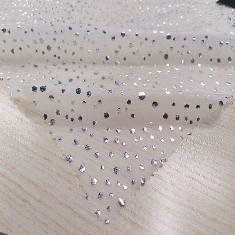 20D 380T 100% silver nylon taffeta clear fabric 26gsm metallic foil printed shiny fabric taffeta nylon fabric for jacket garment
