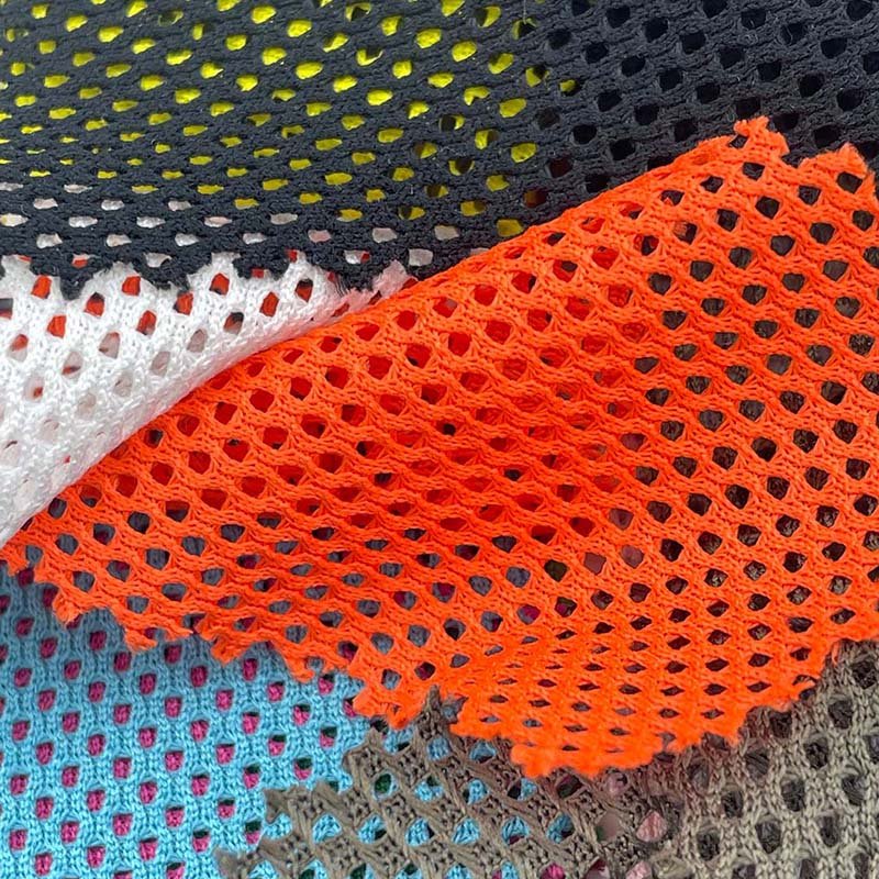 Wholesale garment knitted 100% polyester fiber 110g plain hole mesh fabric for vest decoration /ball wear