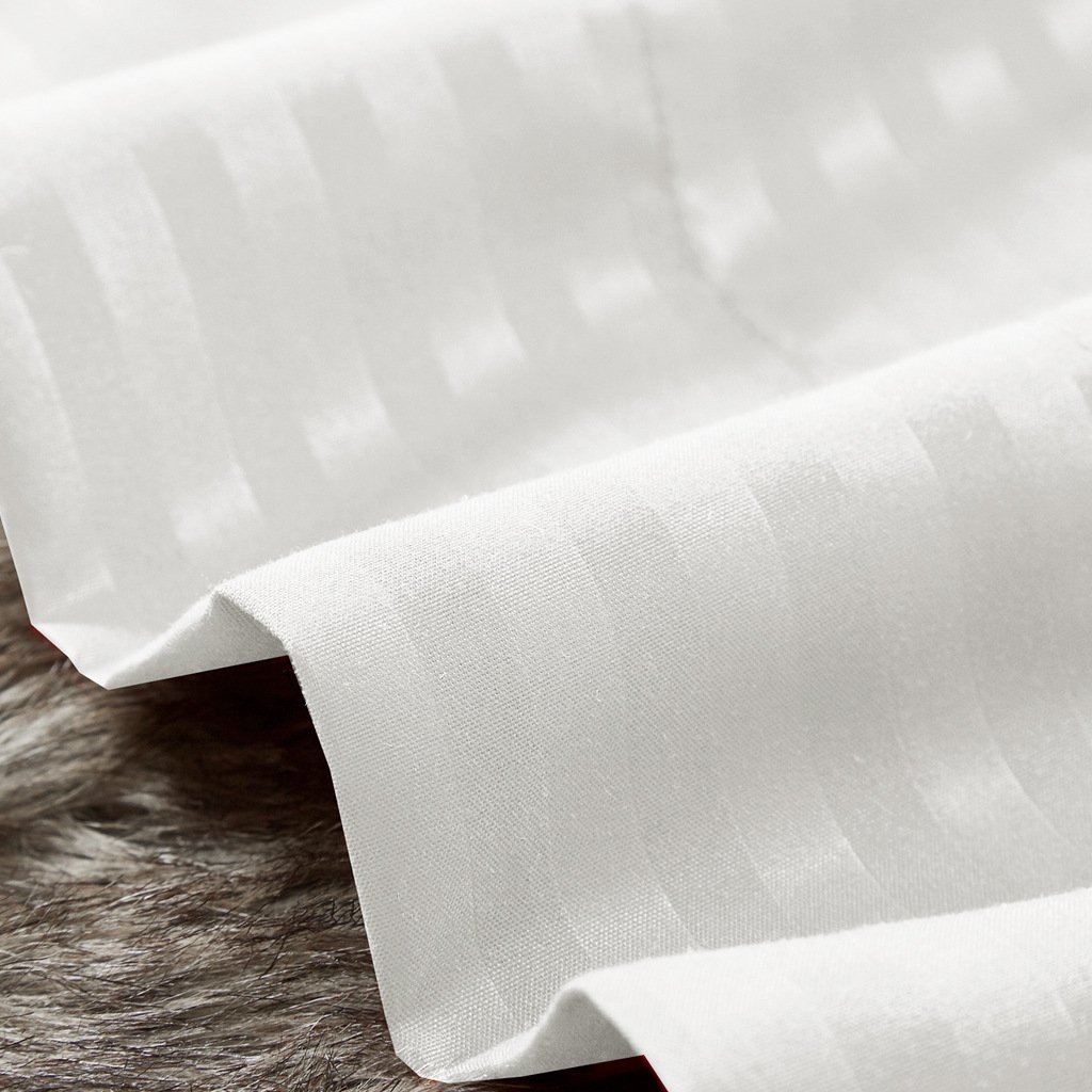 90gsm bleached white fabric 1cm stripe embossed microfiber 100%polyester dyed fabric for hotel bed line sheets
