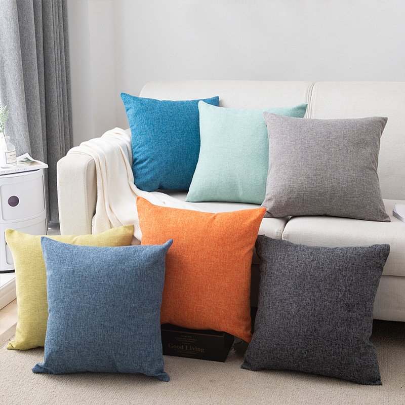 Cotton and Linen Fabrics Thickened Square Pillow Cover 18x18in Sofa Living Room Back Pillow Cushion Pillow Cover