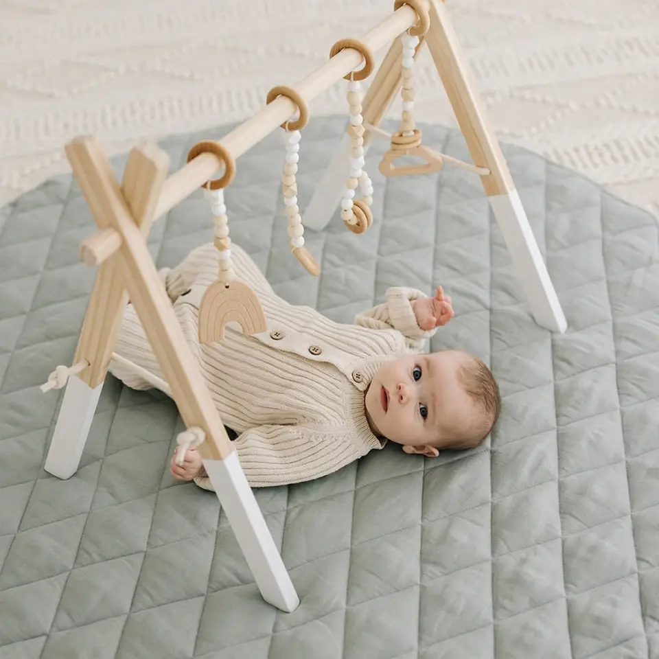 Nice IG Design Baby Plush Cotton Fabric Floor Diaper Pad Breathable Playmat Rug Kids Foldable Picnic Crawling Mat Carpet
