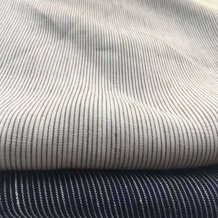 New arrivals linen cotton blend plain Bedding garment material yarn dyed striped cotton poplin shirt fabric