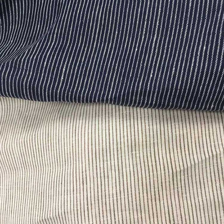 New arrivals linen cotton blend plain Bedding garment material yarn dyed striped cotton poplin shirt fabric