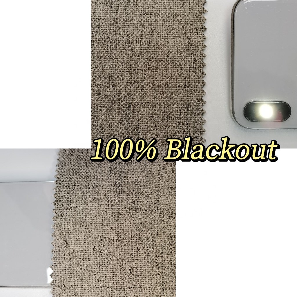 Factory Supply Solid Color Textured Linen Style 100% Blackout Curtain Fabric