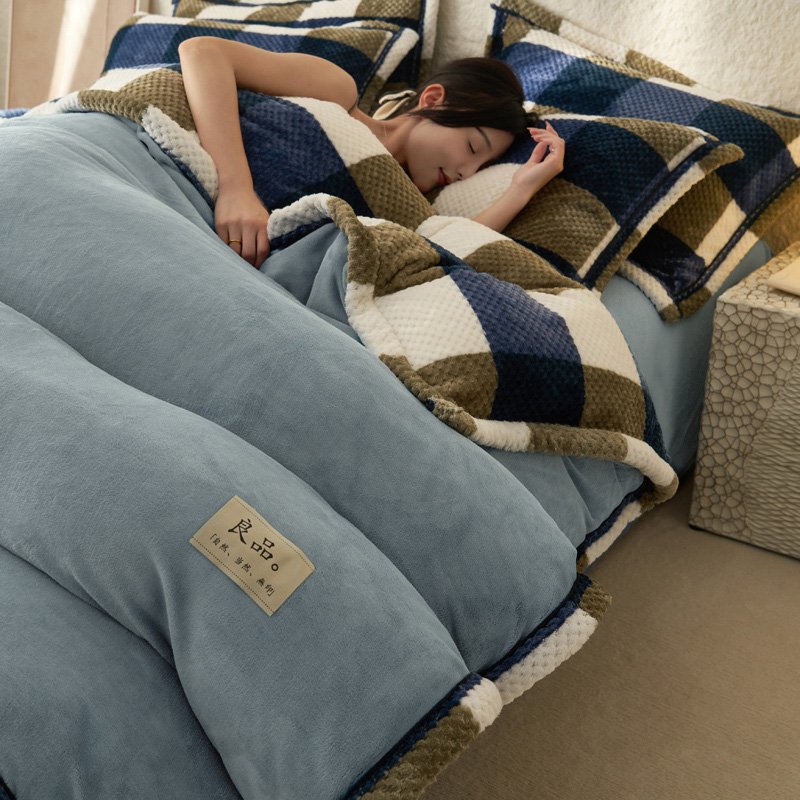 RTS Velvet Fleece Bedding Set Thicken Twin Size Duvet Cover Set AB Side Bed Linens Milk Fleece Home Bedding