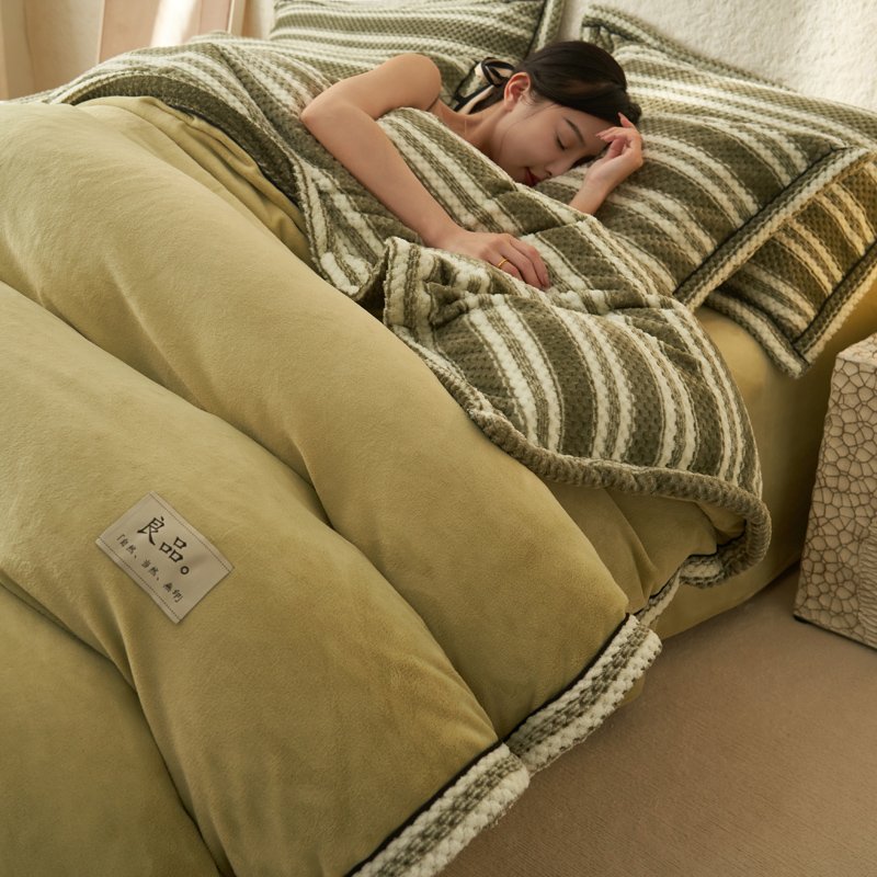 RTS Velvet Fleece Bedding Set Thicken Twin Size Duvet Cover Set AB Side Bed Linens Milk Fleece Home Bedding