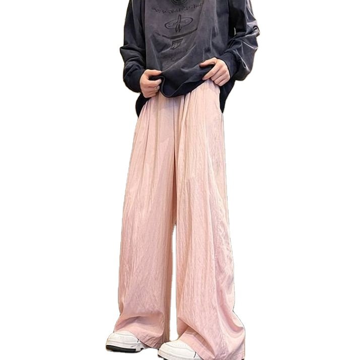Men's spring and summer new cotton and linen fabric loose fold straight pants Japanese casual
