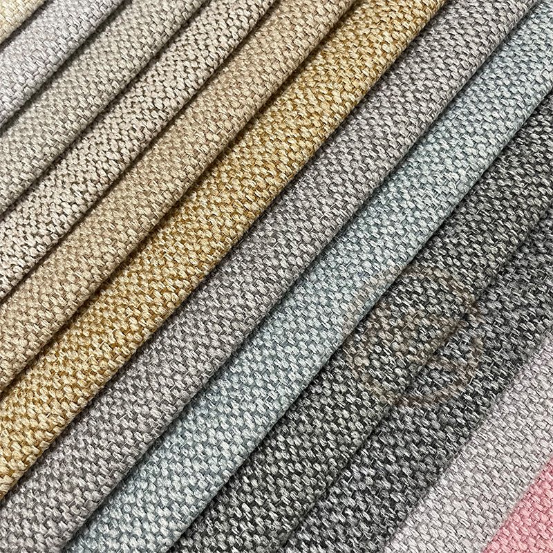 2022 Newest HOT SELLING HIGH QUALITY 100% POLYESTER LINEN YARN PLAIN DYED FABRIC for sofa