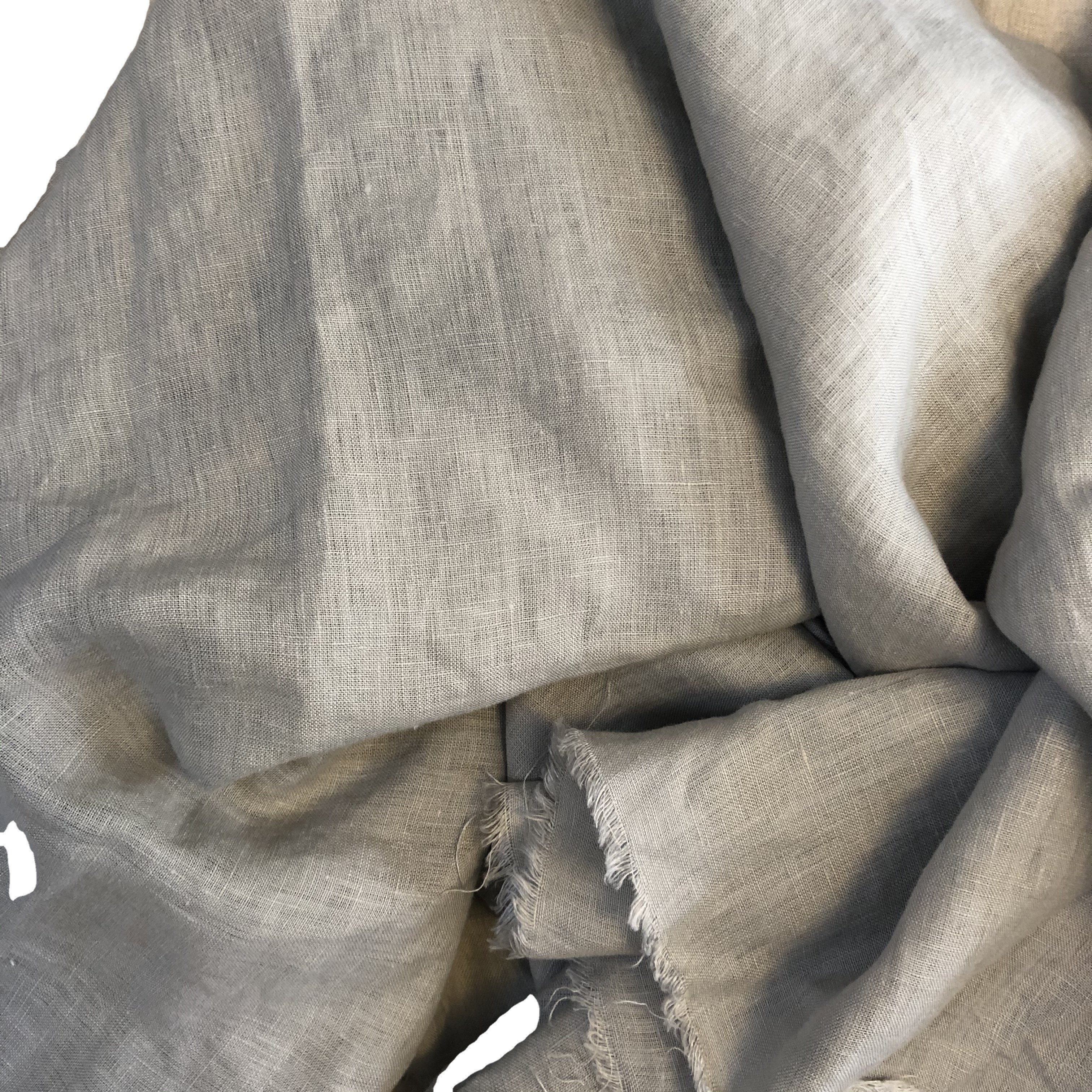 2024 Hot Sale Extra Wide Width French Gray 100% Linen Fabric Raw Flax Natural Crepe Plain Reactive Dyed Bedding Linen Fabric