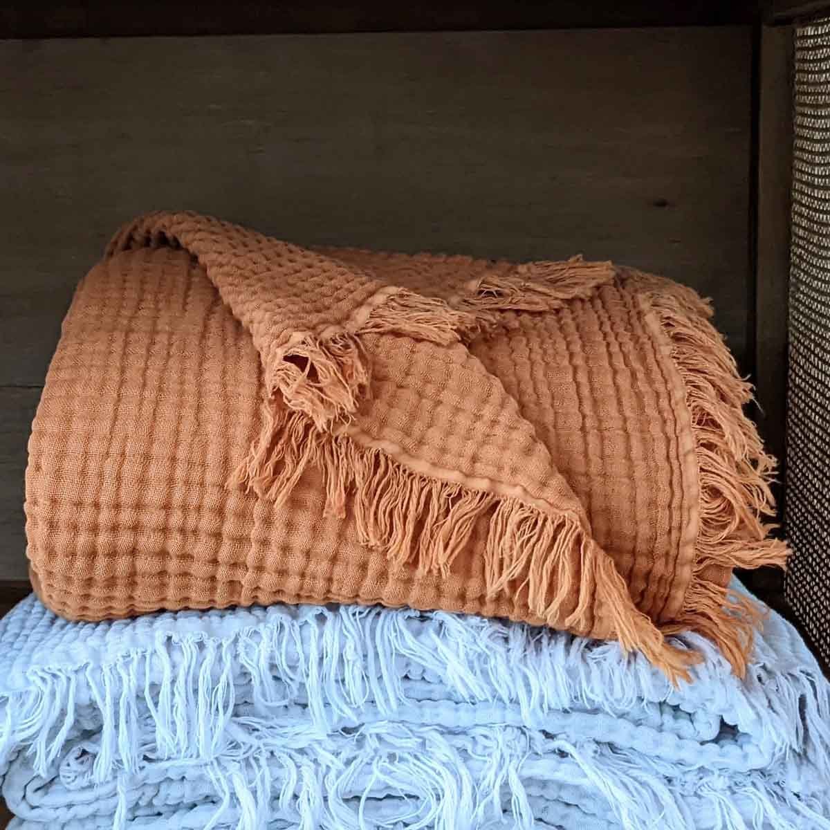 Muslin 100% Cotton Throw Blanket Couch Adults Babies Soft Breathable Warm Cozy Lightweight For All Season Reusable High Quality