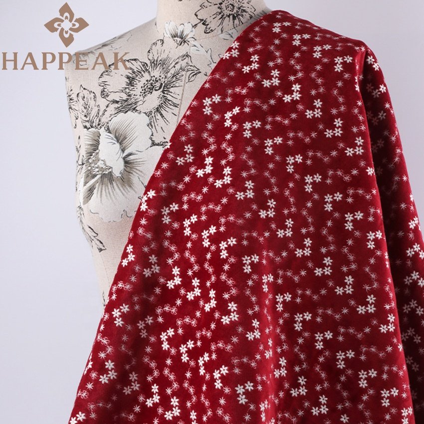 HAPPEAK 100% Polyester Pleuche Fabric Embroidery Soft Velvet Embroidered Fabrics