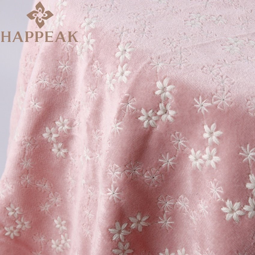 HAPPEAK 100% Polyester Pleuche Fabric Embroidery Soft Velvet Embroidered Fabrics