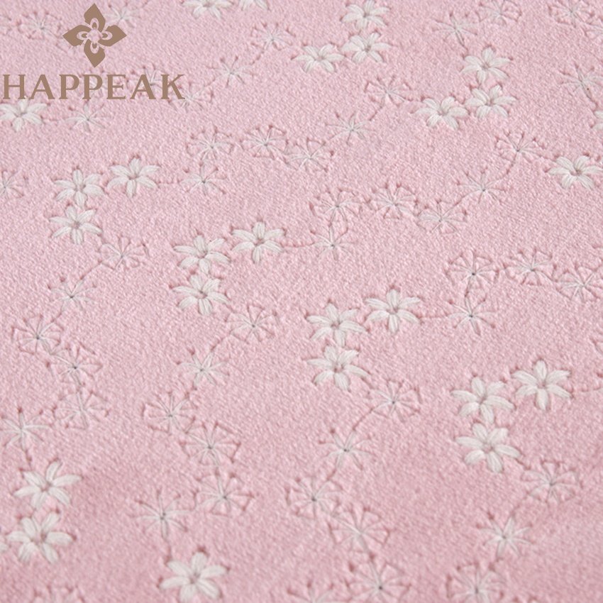HAPPEAK 100% Polyester Pleuche Fabric Embroidery Soft Velvet Embroidered Fabrics