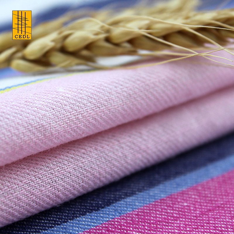Linen Cotton Yarn Dyed Stripe Fabric for Dress Skirt Flax Fabric European Woven Lightweight Sofa Clothes Shirt Pin 100% Linen