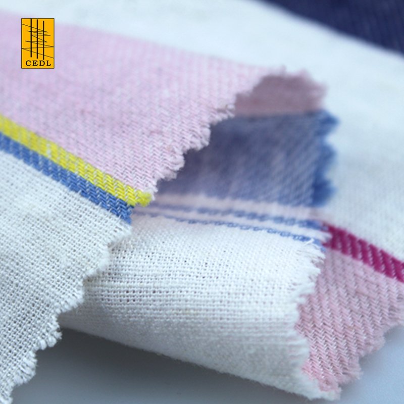 Linen Cotton Yarn Dyed Stripe Fabric for Dress Skirt Flax Fabric European Woven Lightweight Sofa Clothes Shirt Pin 100% Linen