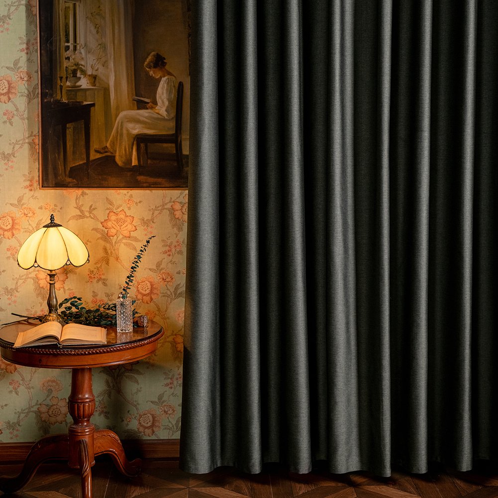 Hot Sale Soft Linen Drapes for Living room 90% Blackout Curtain Long Length Cafe Curtain