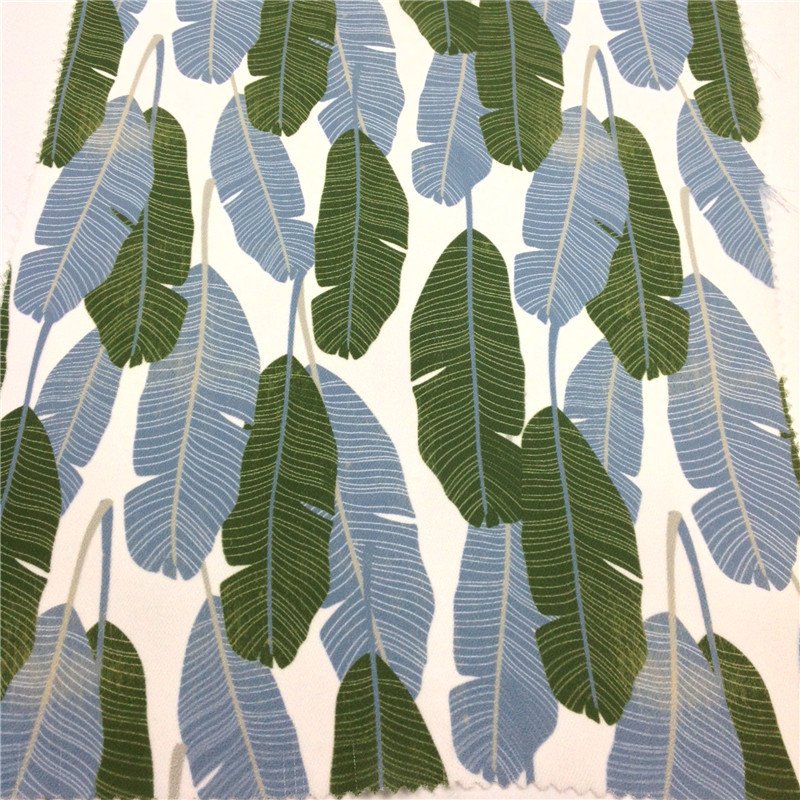 fashion modern good price 100% polyester 115g50D knitted stretch print leaf beach pants fabric