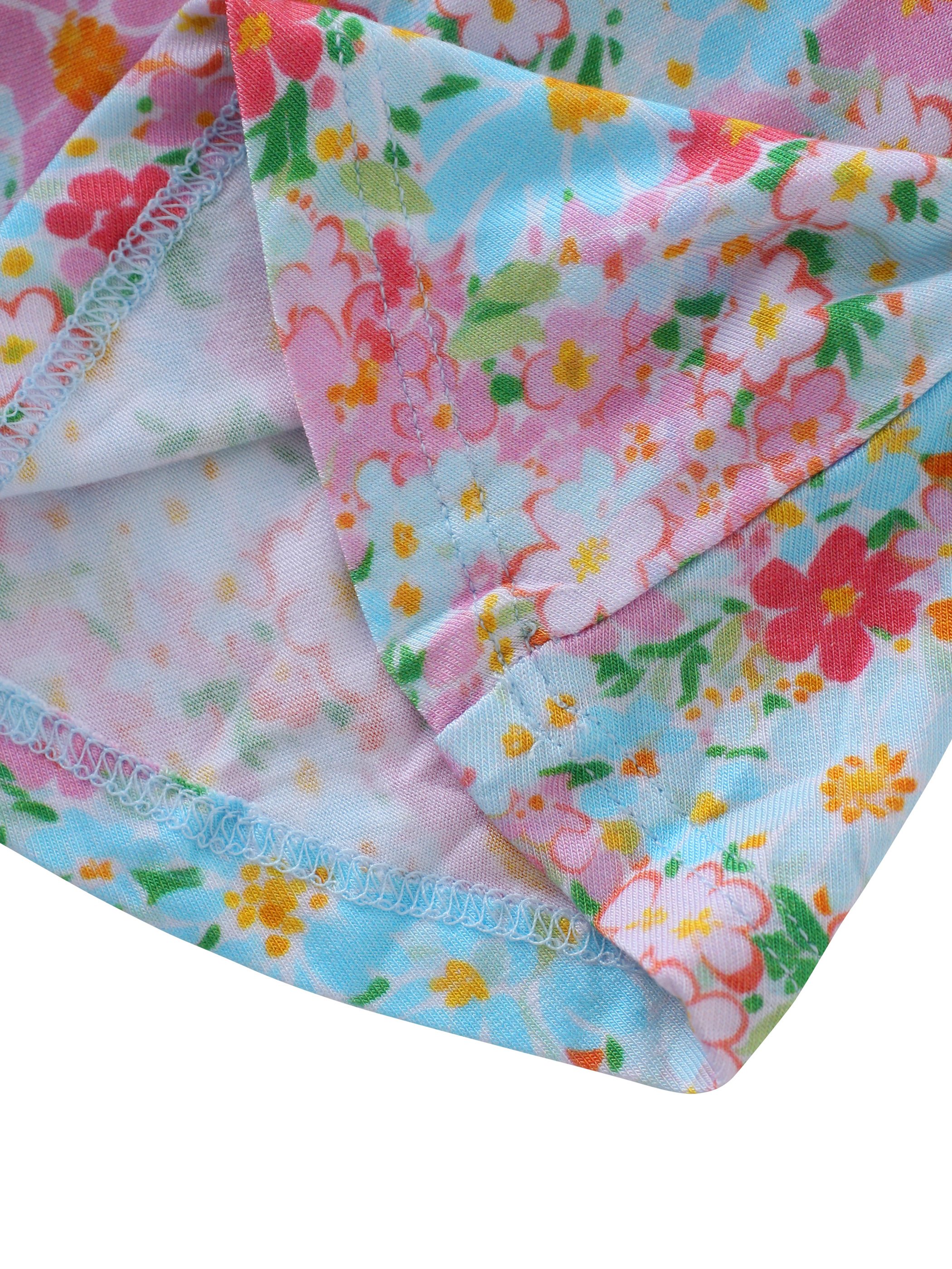 OEM customized girls casual short-sleeved summer dress with bamboo fiber printed flower collar and customizable pattern dress