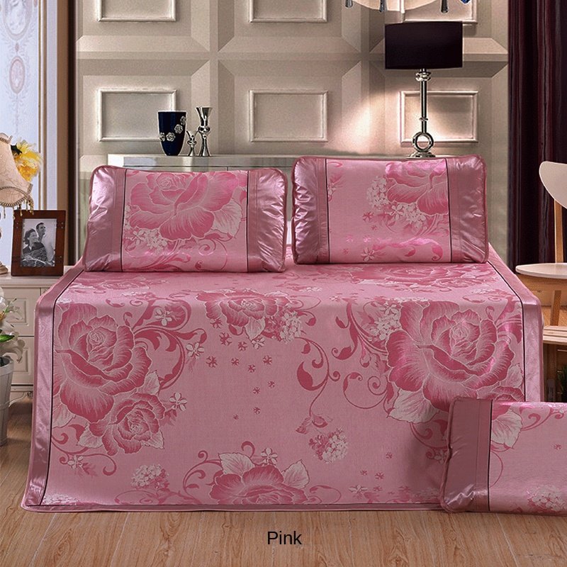 Wholesale Pure Bamboo Fiber Bed Sheets Home Bed Linen Set Jacquard Ice Silk Mat Three-Piece Set