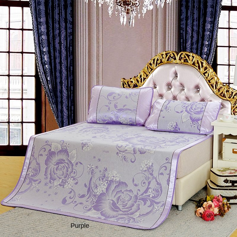 Wholesale Pure Bamboo Fiber Bed Sheets Home Bed Linen Set Jacquard Ice Silk Mat Three-Piece Set