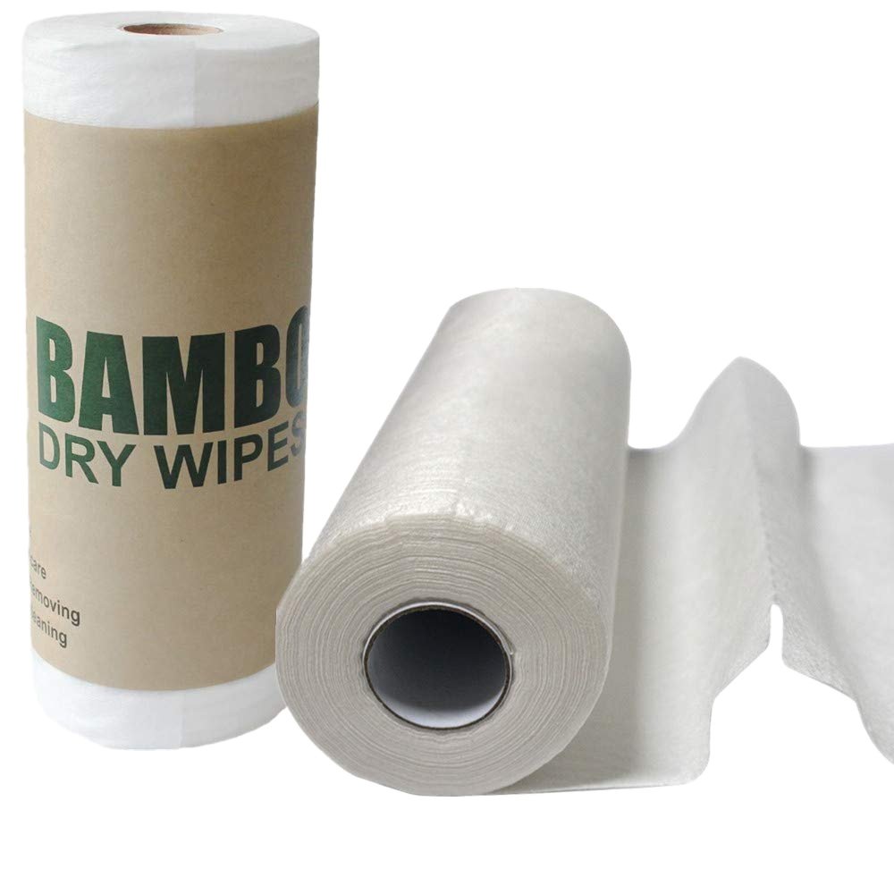 Bamboo fiber viscose polyester nonwoven non woven wipes raw materials cleaning cloth spunlace wipe roll