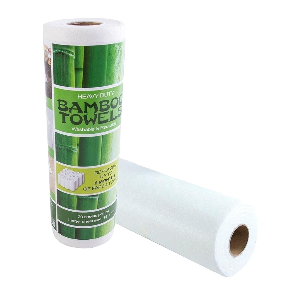 Bamboo fiber viscose polyester nonwoven non woven wipes raw materials cleaning cloth spunlace wipe roll