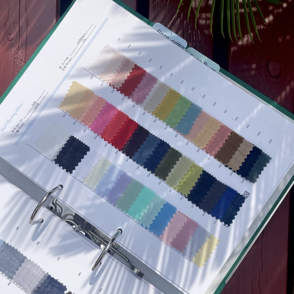 55%Linen 45%Cotton Fabric Sample Book textile sample book Fabric Swatch Book Women's clothing Fabric