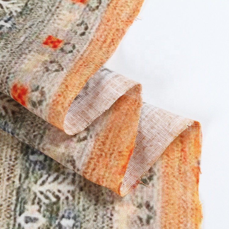 C-627 Beautiful Design 100% Linen with Print OEKO-TEX STANDARD 100 OEM Accept Sustainable