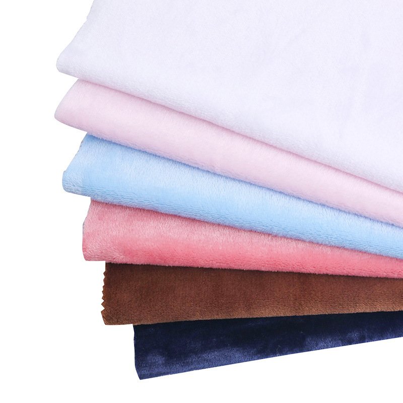Factory Direct Sale 100 Polyester Plain Color Double Sided Flannel 288F Knitted Flannel For Homewear Pajamas Blanket