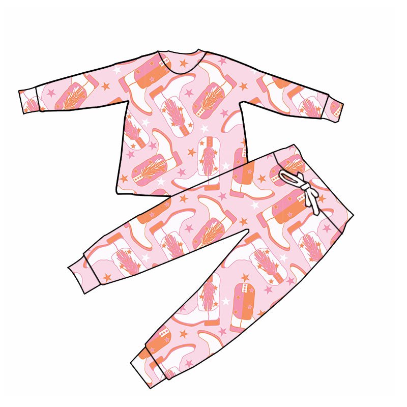 2024 Wholesale custom Children's two-piece pajamas autumn and winter bamboo pajamas Unisex Children Girls Boys