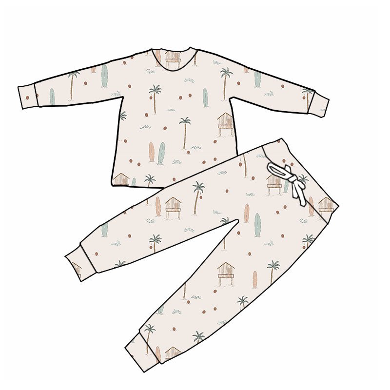 2024 Wholesale custom Children's two-piece pajamas autumn and winter bamboo pajamas Unisex Children Girls Boys