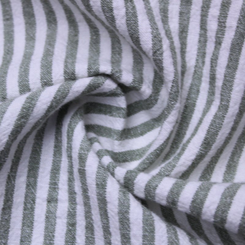 China manufactures cotton linen bedding garment fabric YARN DYED CREPE STRIPE