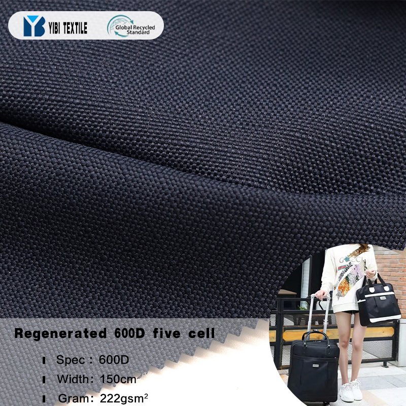 Wholesale ripstop polyester oxford recycled fabric bag material 500D 600D pu coated fabric for bag