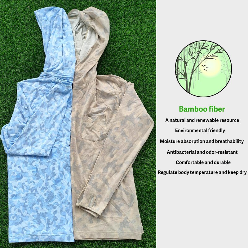 Wholesale New Arrival Men's UPF50+ Custom Bamboo Quick Dry Moisture Wicking Sun Protected Breathable Fishing Shirt Hoodies