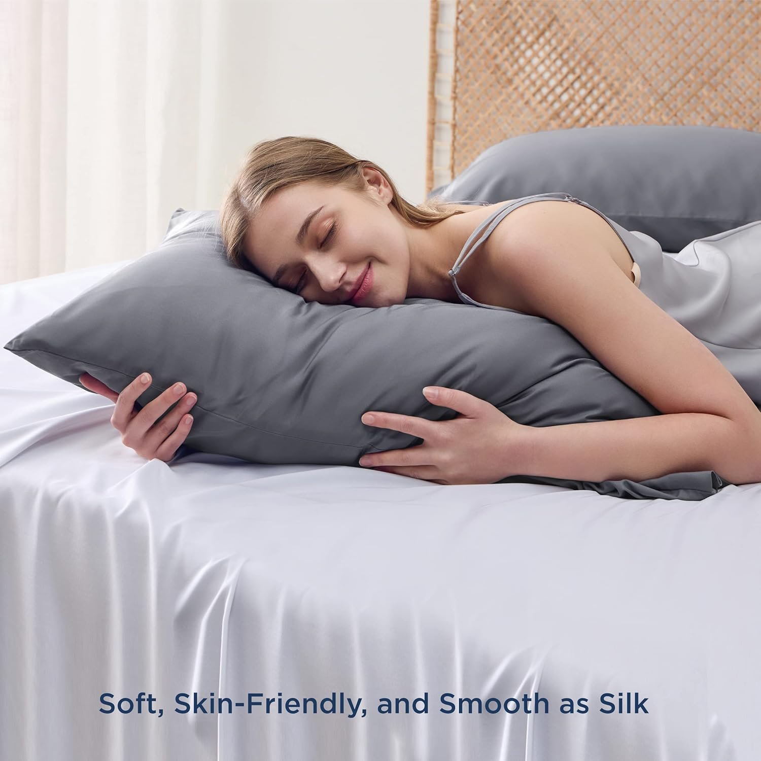 Cooling bamboo pillowcase set open at one short side with 15cm overlapping inside 20*30 inch