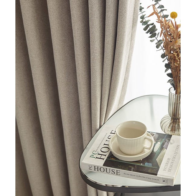 110\" Inch Linen Polyester Fabric Designer Curtains Woven Pattern Hotel Event Drapes Plain Design for Weddings and Lining Use