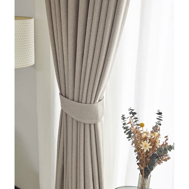 110\" Inch Linen Polyester Fabric Designer Curtains Woven Pattern Hotel Event Drapes Plain Design for Weddings and Lining Use