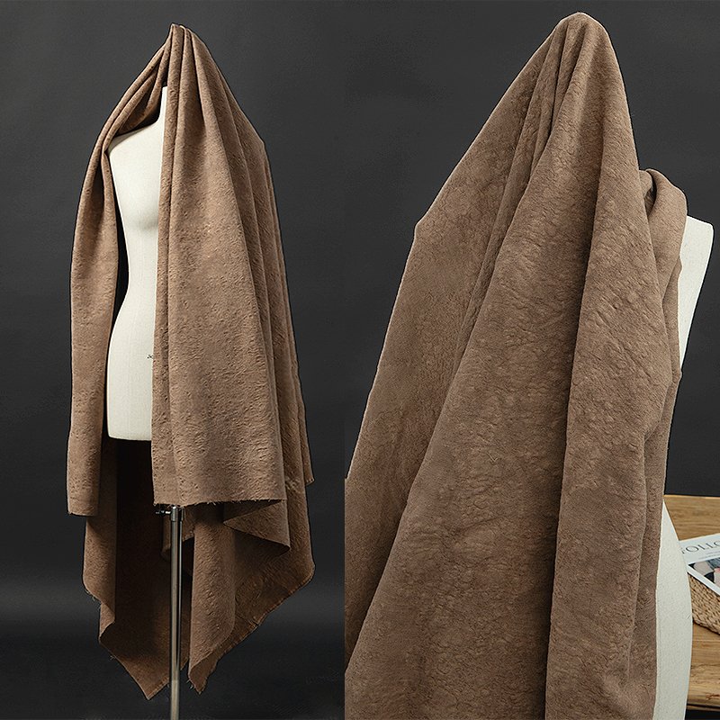 Brown dark flower scars cotton linen cloth fried color wash distressed blazer texture clothing fabric