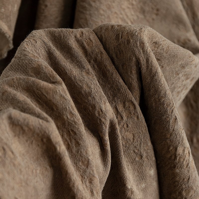 Brown dark flower scars cotton linen cloth fried color wash distressed blazer texture clothing fabric