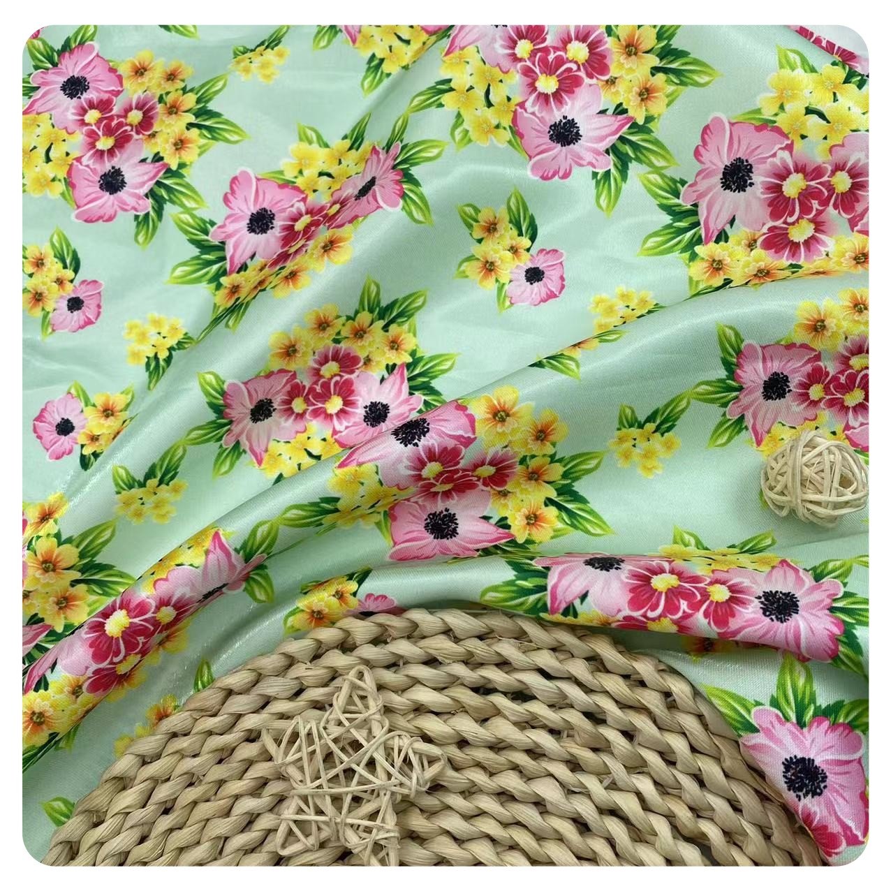 HIGH QUALITY STOCK CUSTOMIZE POLYESTER DIGITAL PRINTING CRYSTAL ORGANZA FABRIC FOR WOMEN DRESS