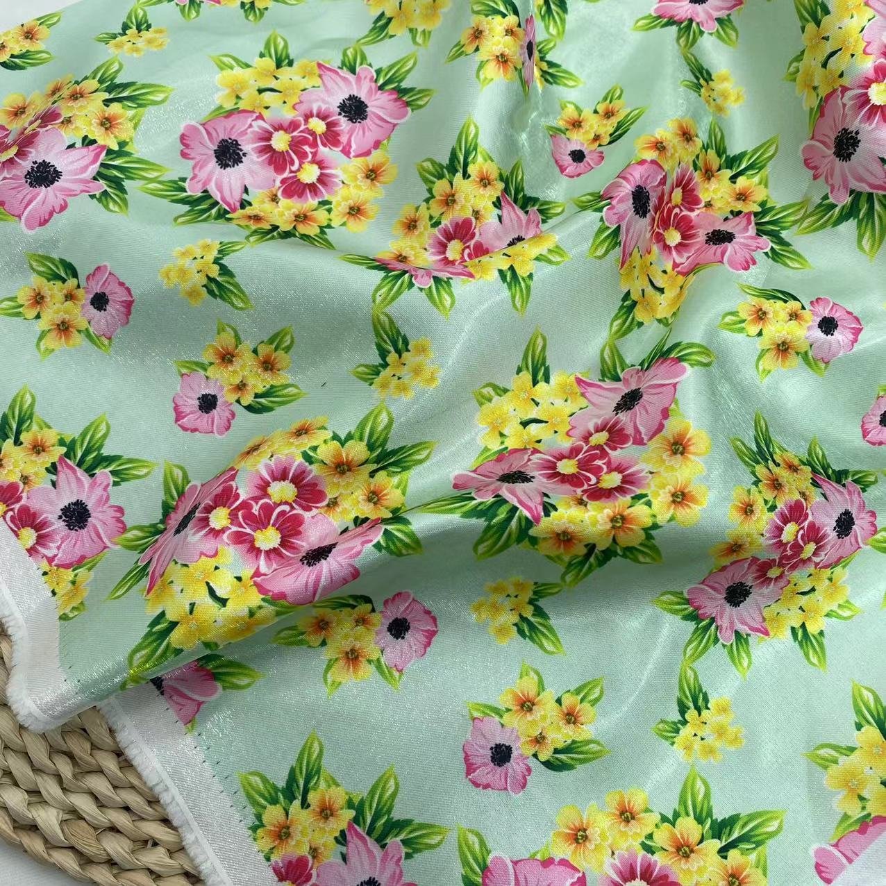 HIGH QUALITY STOCK CUSTOMIZE POLYESTER DIGITAL PRINTING CRYSTAL ORGANZA FABRIC FOR WOMEN DRESS