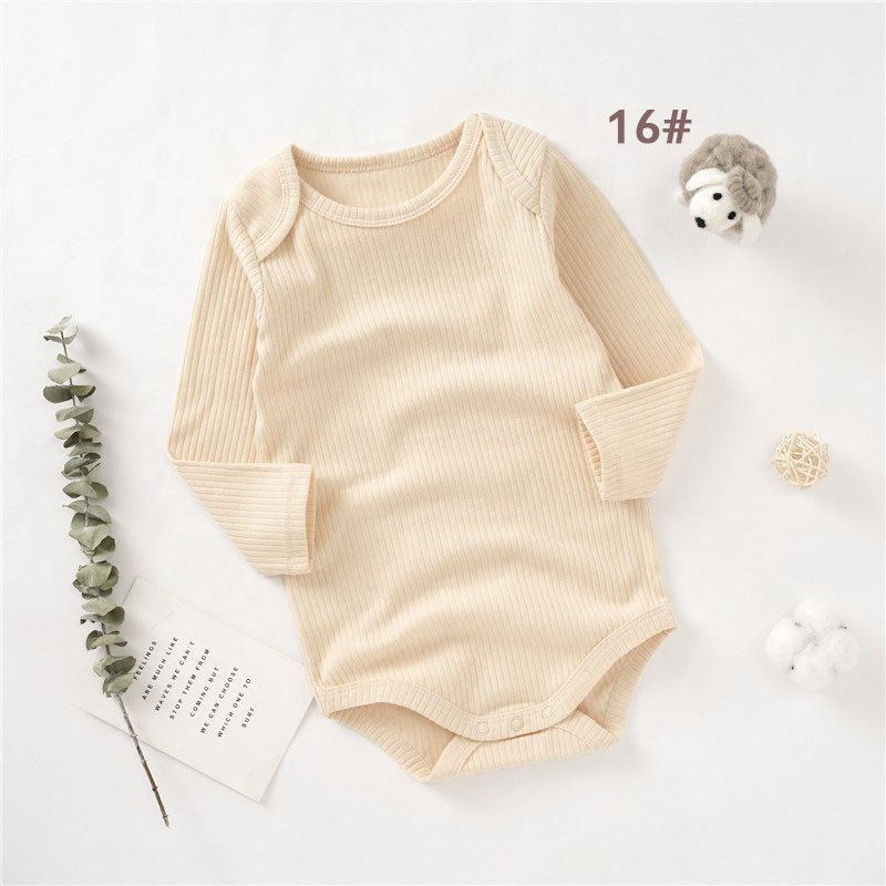 Custom baby jumpsuit spring summer infant romper baby long sleeved onesie newborn organic cotton pit striped fabric bodysuit