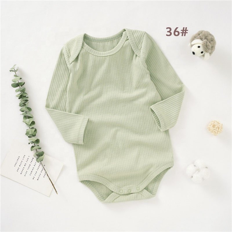 Custom baby jumpsuit spring summer infant romper baby long sleeved onesie newborn organic cotton pit striped fabric bodysuit
