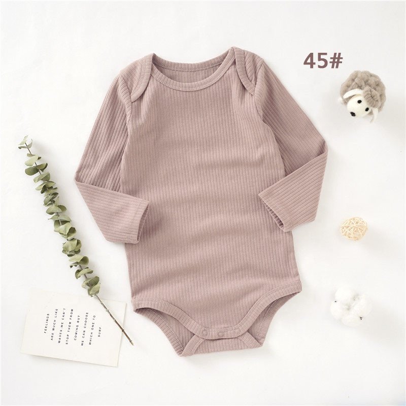 Custom baby jumpsuit spring summer infant romper baby long sleeved onesie newborn organic cotton pit striped fabric bodysuit