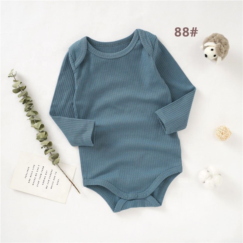 Custom baby jumpsuit spring summer infant romper baby long sleeved onesie newborn organic cotton pit striped fabric bodysuit