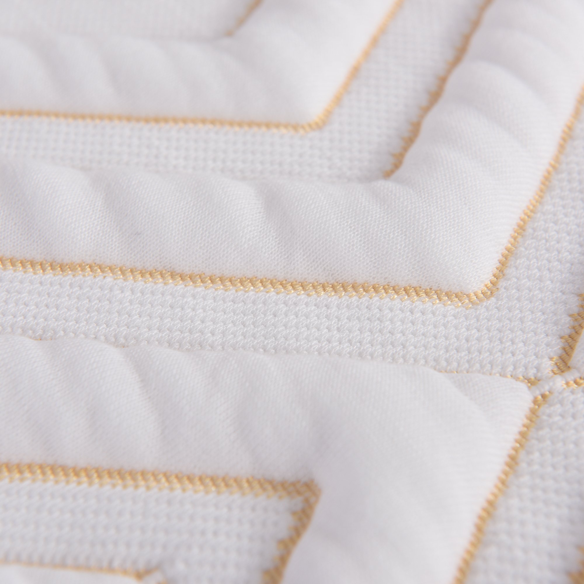 Mattress Fabric Manufacture Luxury Taste Elastic Spandex Wave Pattern White Yellow Heavy Weight Mattress Knit Fabric