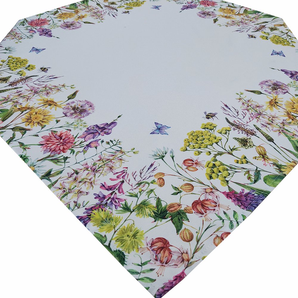 Indoor Outdoor Spillproof Fabric Floral Tablecloth for Spring Summer Party Picnic Table Cloths