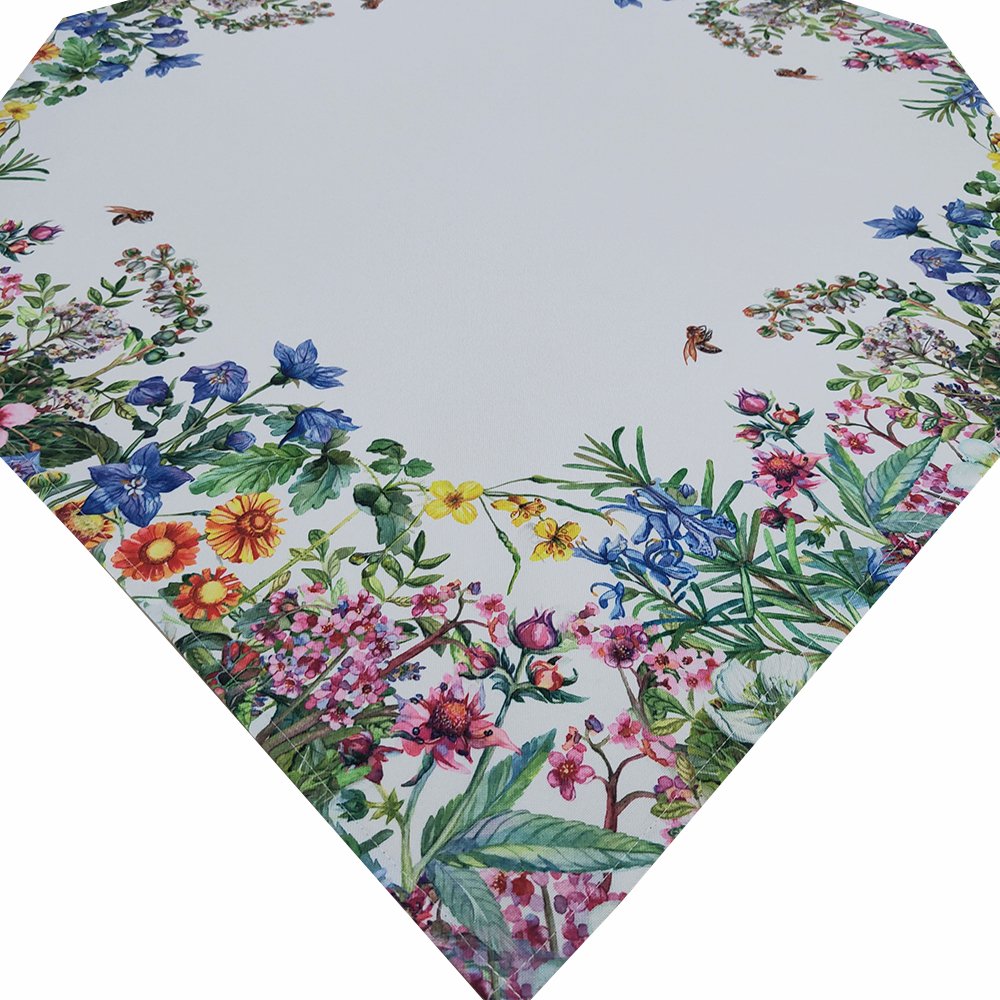 Indoor Outdoor Spillproof Fabric Floral Tablecloth for Spring Summer Party Picnic Table Cloths