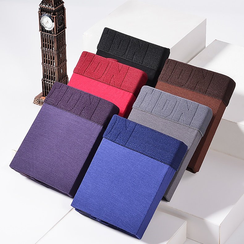Factory Wholesale High Quality Cotton Comfort Underwear Mid Waist Solid Color Soft Breathable Men's Boxer Briefs